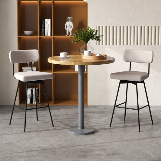 29 Inch Counter Height Upholstered Swivel Bar Stool Set of 2-beige, Beige Bar Stools Beige at Gallery Canada