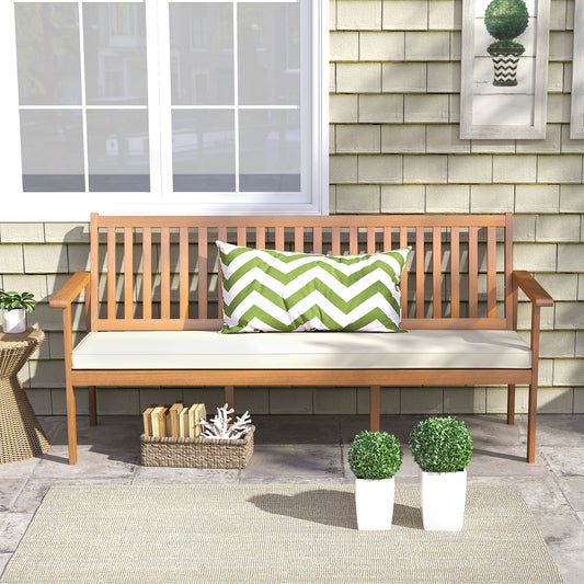 3-Seat Wood Bench With Cushion, Slatted Seat, White Outdoor Benches White at Gallery Canada