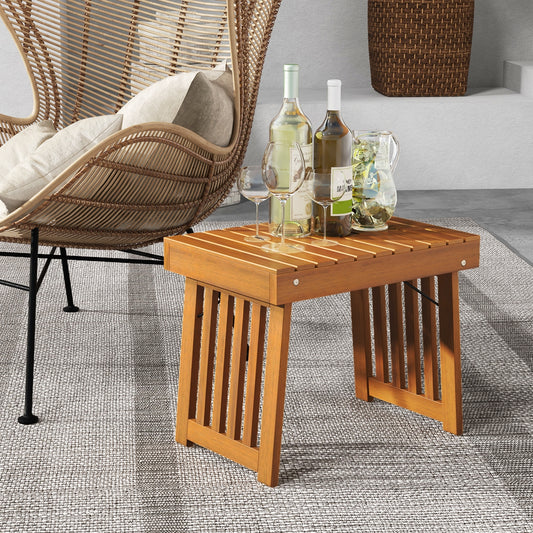 Patio Foldable Side Table, Slatted Tabletop, Natural Patio Coffee Tables Natural at Gallery Canada