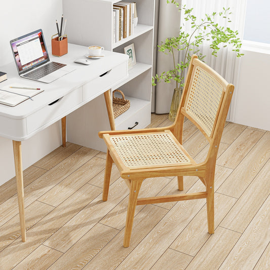Rattan Dining Chair, Natural Cane Woven Backrest, Teak Wood Frame, Natural Dining Chairs Natural at Gallery Canada