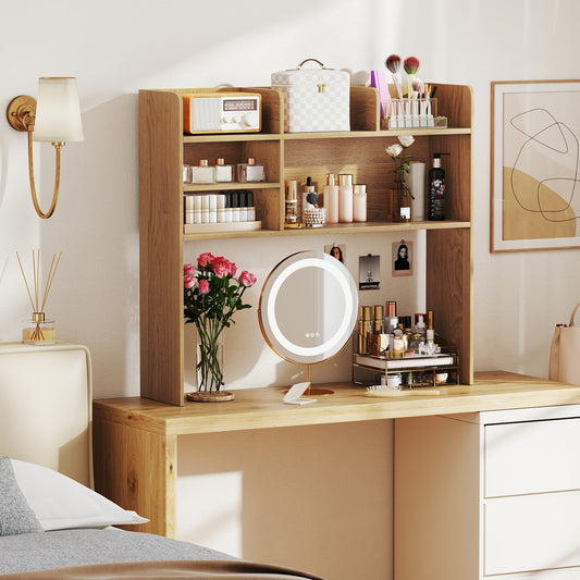 Desktop Bookshelf Countertop Storage Hutch, 6 Shelves, Natural Bookcases Natural at Gallery Canada