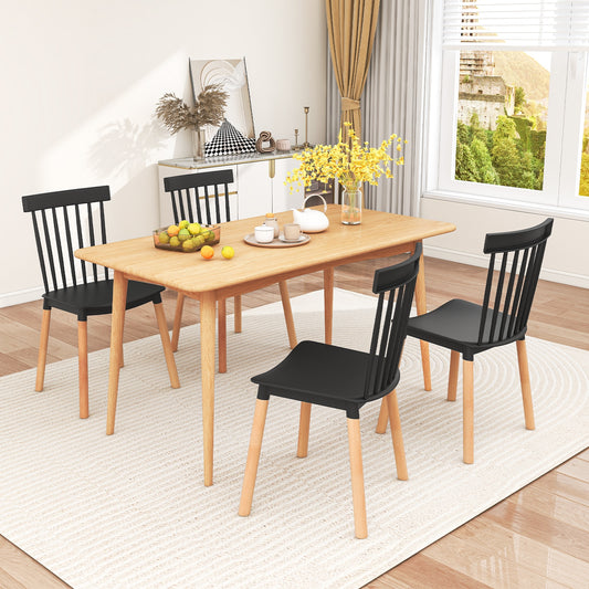 Set of 4 Windsor Dining Chairs, Spindle Backs, Curved Seats, Black Dining Chairs Black at Gallery Canada
