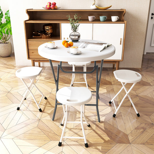 32 Inch Round Folding Table, Thick Tabletop, White Picnic Tables White at Gallery Canada