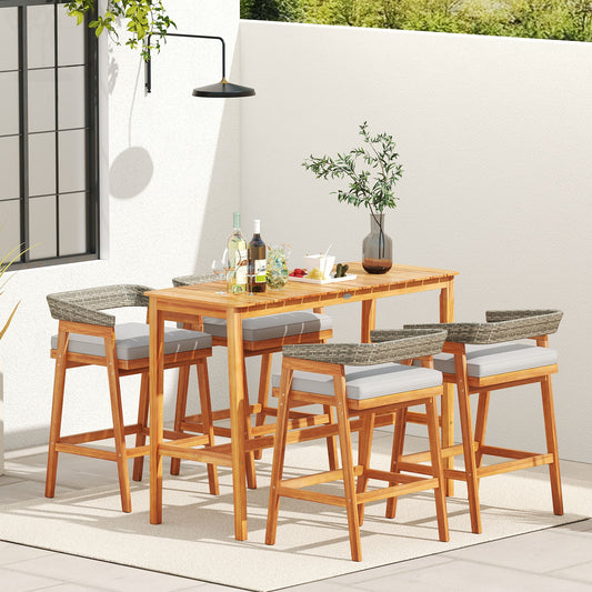 5 Pieces Patio Counter Height Bar Set with 4 Cushioned Barstools Patio Dining Sets Options at Gallery Canada