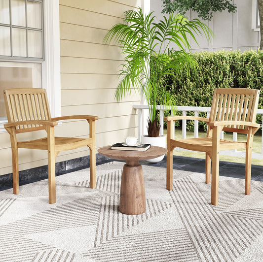 Set of 2 Outdoor Patio Chair with Slatted Seat and Curved Seat, Natural Patio Dining Chairs Natural at Gallery Canada