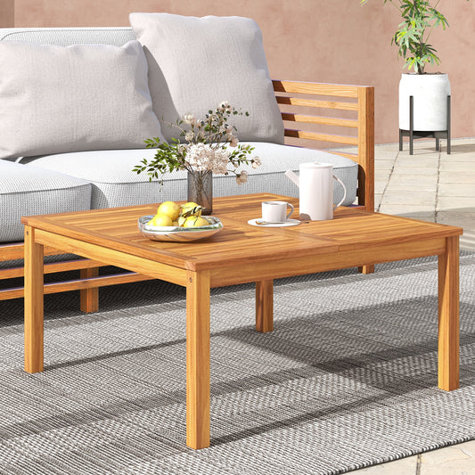 35.5 Inches Acacia Wood Coffee Table, Natural Patio Coffee Tables Natural at Gallery Canada