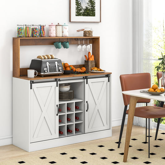 Farmhouse Coffee Bar Cabinet With Charging Station, White Sideboards Cabinets & Buffets White at Gallery Canada