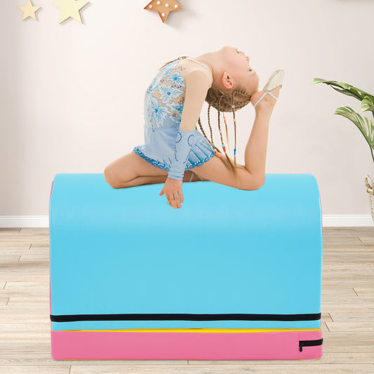Gymnastics Vaulting Box with Detachable Mat Carrying Handle for Kids, Blue Yoga & Gym Mats Blue at Gallery Canada