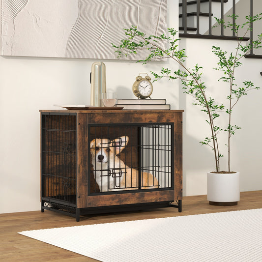 Dog Crate Furniture with Double Lockable Doors and Removable Pull-out Tray-S Dog Kennels Small at Gallery Canada