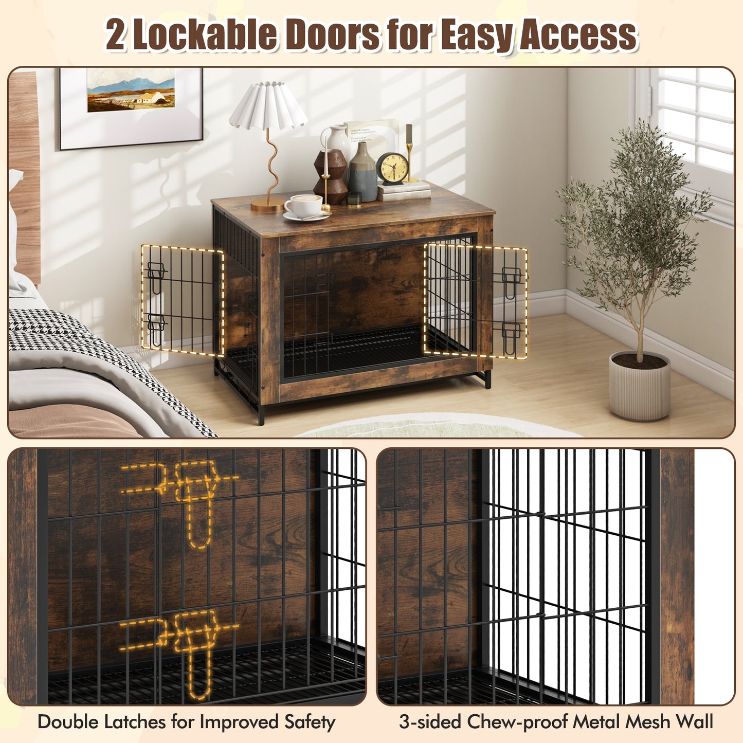 Dog Crate Furniture, Double Lockable Doors, Removable Tray, M Dog Kennels at Gallery Canada