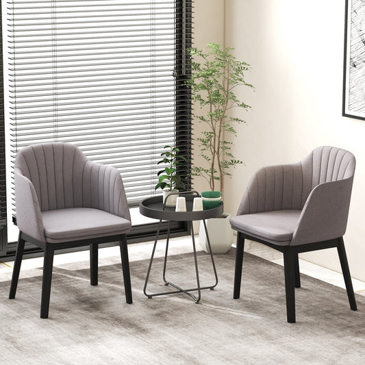 Modern Velvet Dining Chairs, Set of 2, Curved Backrests, Grey Dining Chairs Gray at Gallery Canada