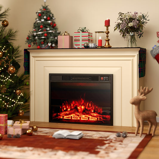 23 Inch Electric Fireplace Insert, Adjustable Flame, Black Fireplaces Black at Gallery Canada