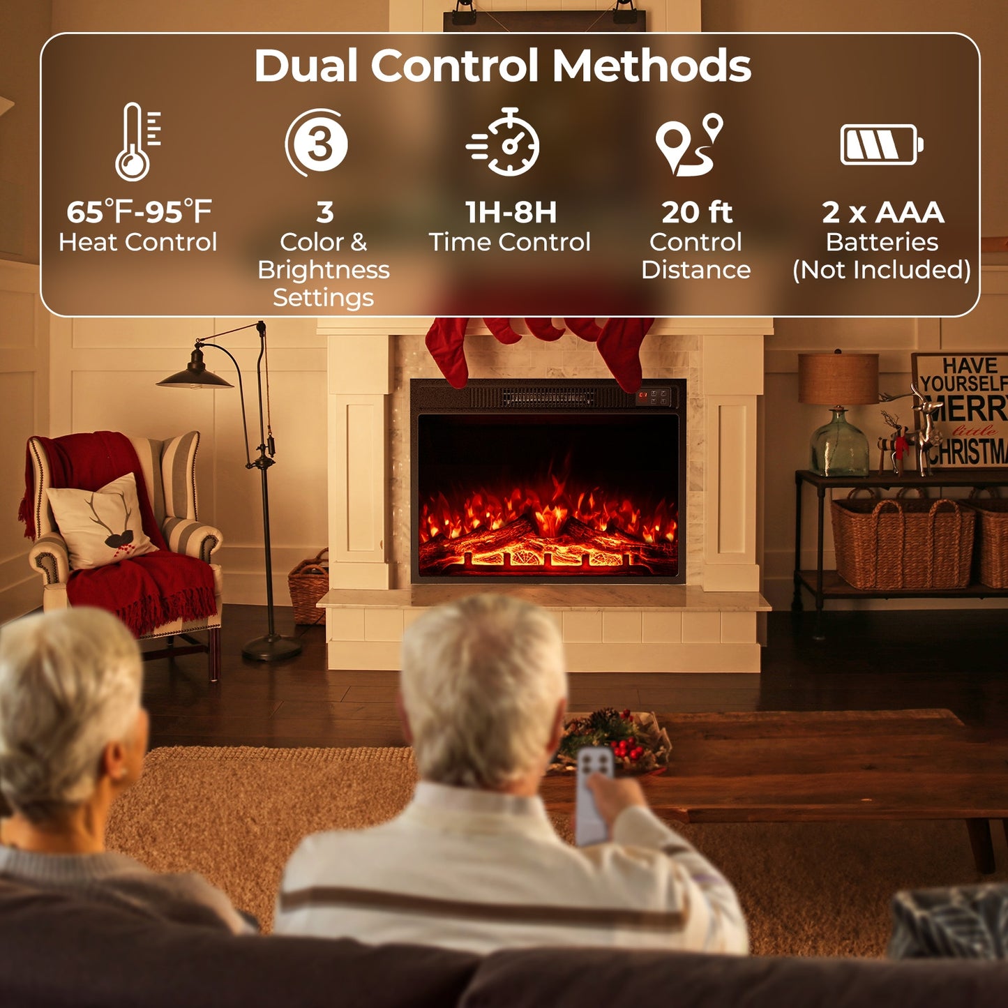 23 Inch Electric Fireplace Insert Fireplace Heater with Adjustable Flame Color, Black Fireplaces at Gallery Canada