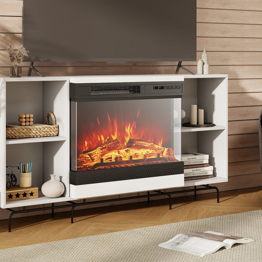 24 Inch 3-Sided Glass Electric Fireplace Heater, Remote Control, Black Fireplaces Black at Gallery Canada