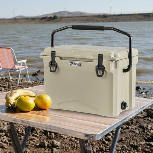 25 QT Hard Cooler, Aluminum Handle, Cup Holders, Tan Coolers Tan at Gallery Canada