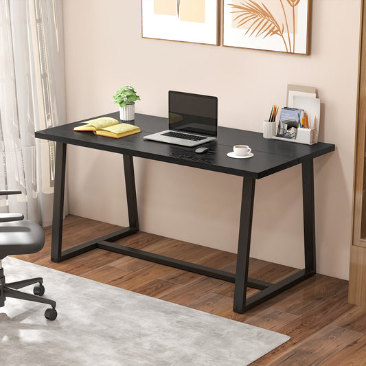 Large Dining Table, Heavy-Duty Metal Frame, Anti-Slip Foot Pads, Black Dining Tables Black at Gallery Canada