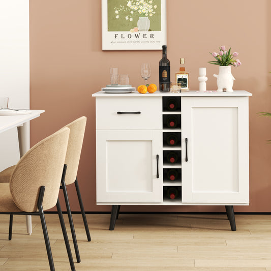 Wine Bar Buffet Cabinet, 6-Bottle Rack, White Sideboards Cabinets & Buffets White at Gallery Canada
