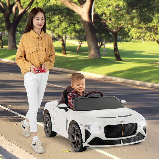 12V Kids Ride-On Racer Car, Licensed Bentley Bacalar, White Powered Ride On Toys White at Gallery Canada
