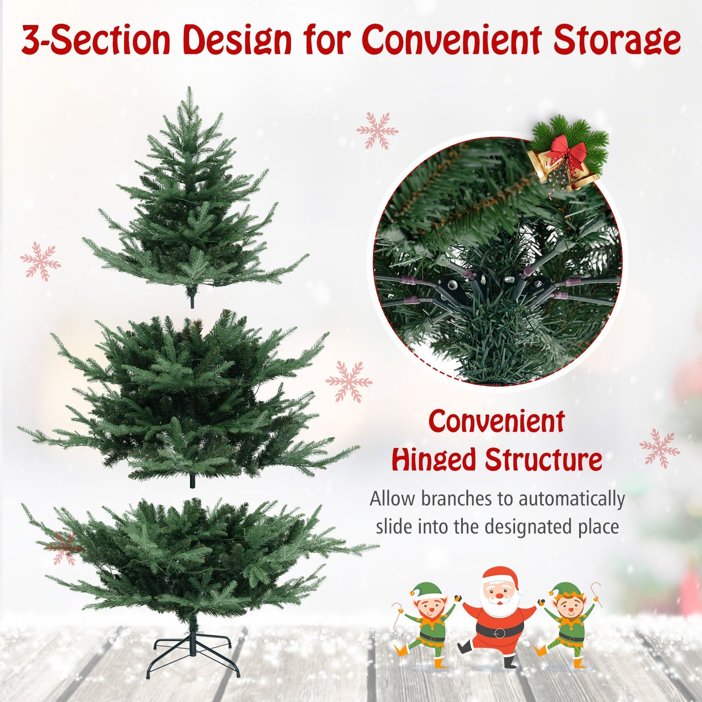 6 FT Pre-Lit Artificial Hinged Christmas Tree, 778 PVC PE Branch Tips, Green Christmas Tree at Gallery Canada