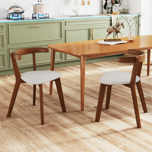 Wood Dining Chair Set Of 2, Padded Seat, Curved Back, Walnut Dining Chairs Walnut at Gallery Canada