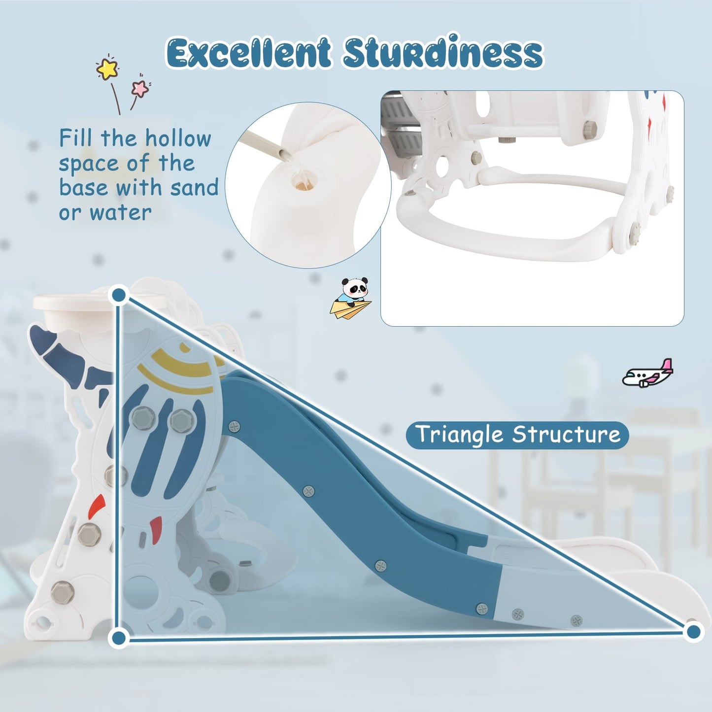 4-In-1 Kids Slide Swing Set With Basketball Hoop, Blue Climbers & Slides at Gallery Canada