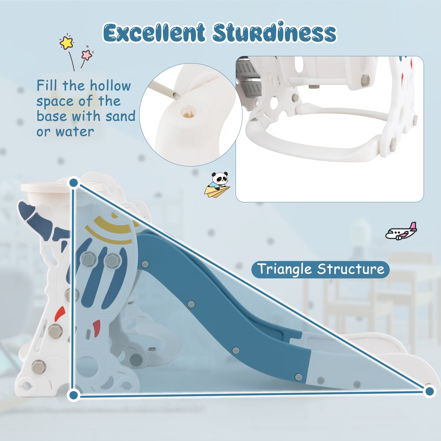 4-in-1 Kids Slide and Swing Set with Basketball Hoop, Blue Climbers & Slides at Gallery Canada