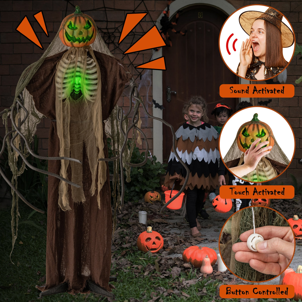 6 Feet Halloween Animatronic Ghost Pumpkin, Multicolor Halloween at Gallery Canada