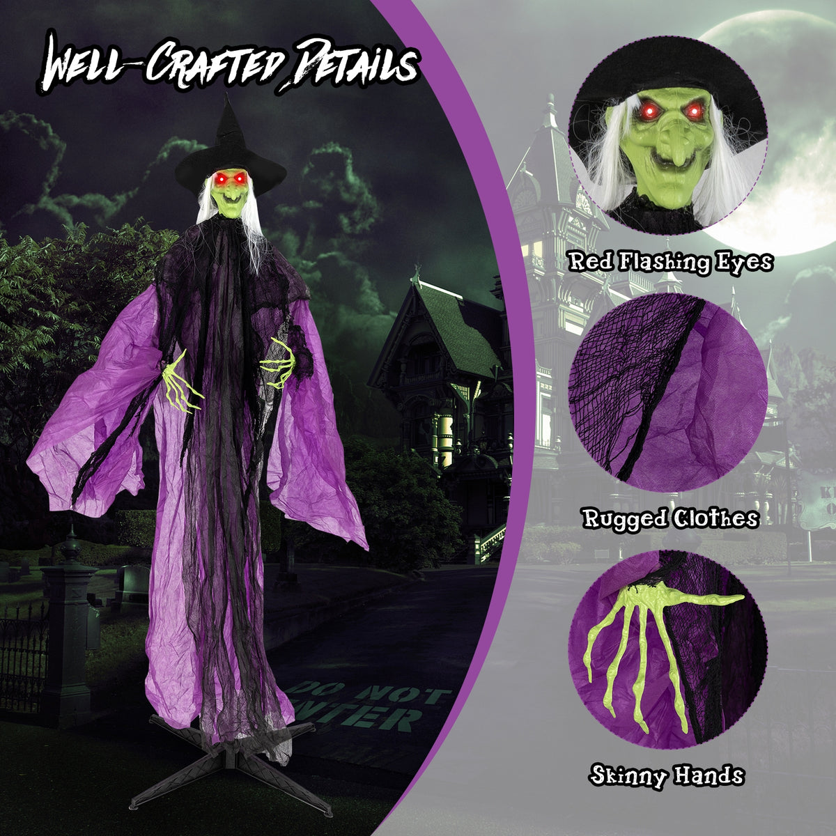 Halloween Standing Witch, 7.2 ft, Lighted Eyes, Automatic Arm Movement Halloween at Gallery Canada