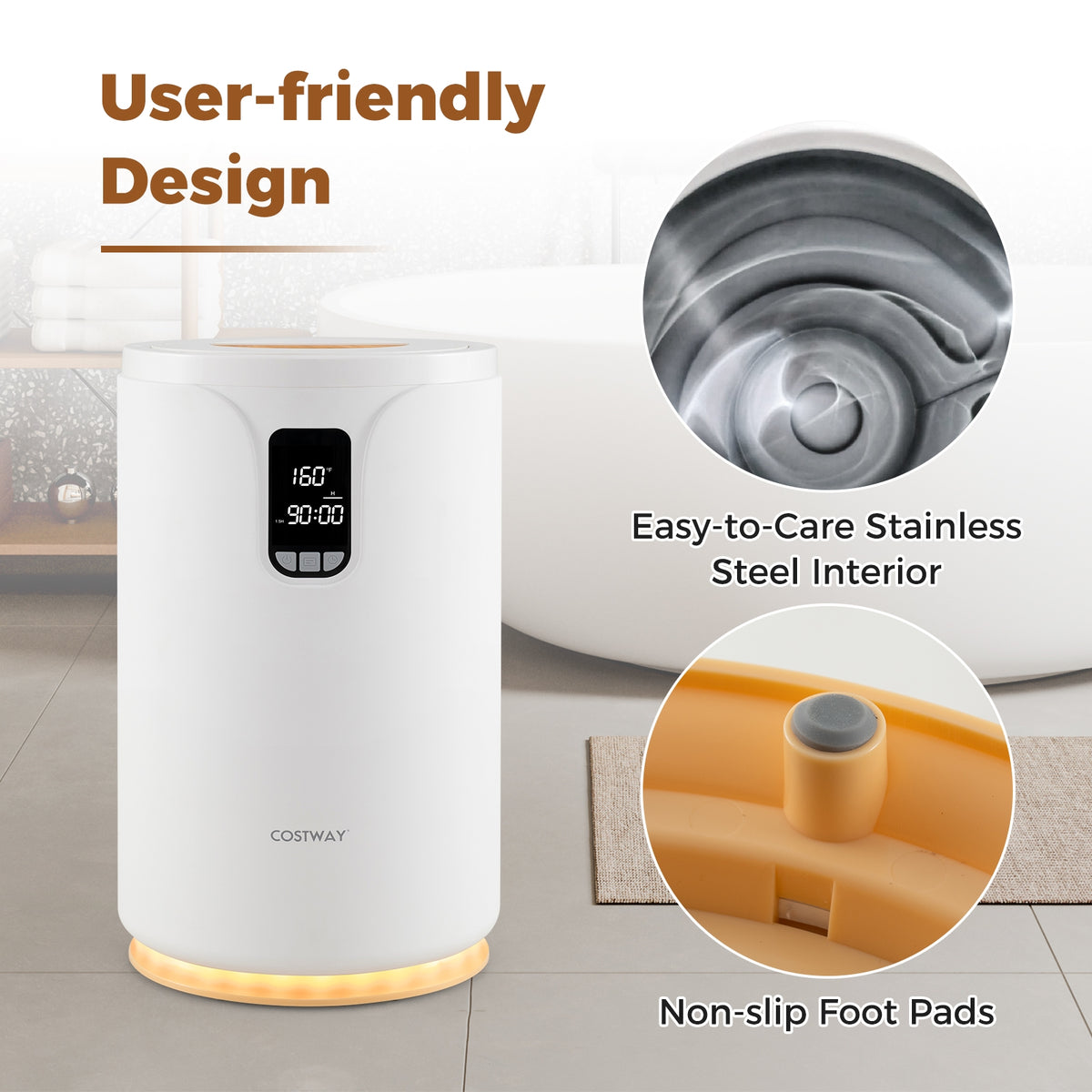 20L Towel Warmer Bucket, 30/60/90 Min Heating Time, White Dryers at Gallery Canada