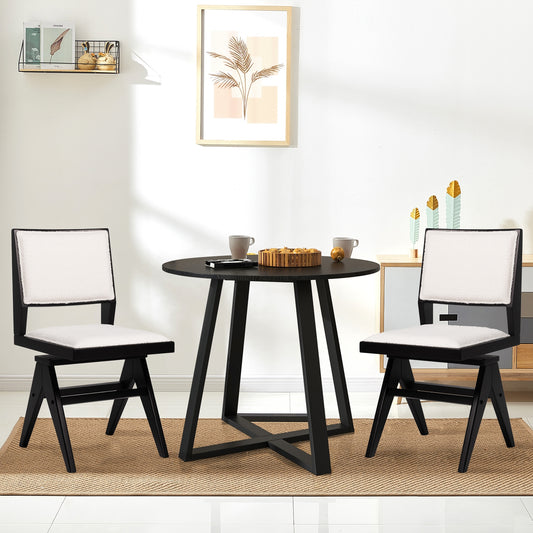 Swivel Wooden Dining Chair Set, Rubber Wood Frame, Padded Seat, Black Dining Chairs Black at Gallery Canada