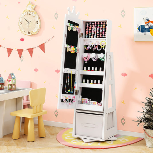 Kids Jewelry Armoire Cabinet, Large Storage, Swivel Base, White Kids Vanities White at Gallery Canada