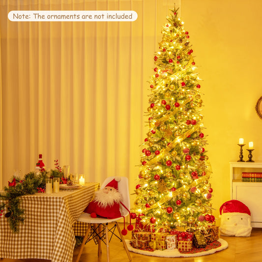 Pre-Lit Artificial Christmas Tree, Snow Flocked Hinged, 9 FT, Green Christmas Tree Green at Gallery Canada
