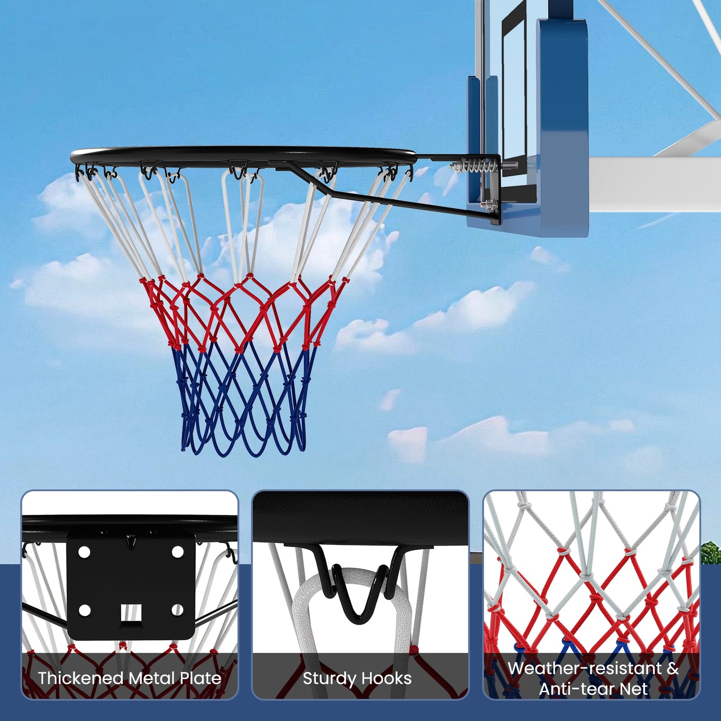 18" Basketball Rim Heavy Duty Wall Mounted Basketball Rim Goal Replacement, Black Sport Equipments at Gallery Canada