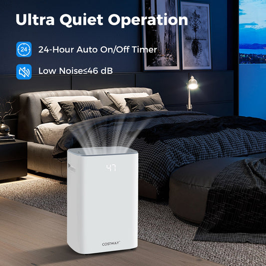 Dehumidifier with Auto Drain or Manual Drainage for Home Basement, White Dehumidifiers White at Gallery Canada