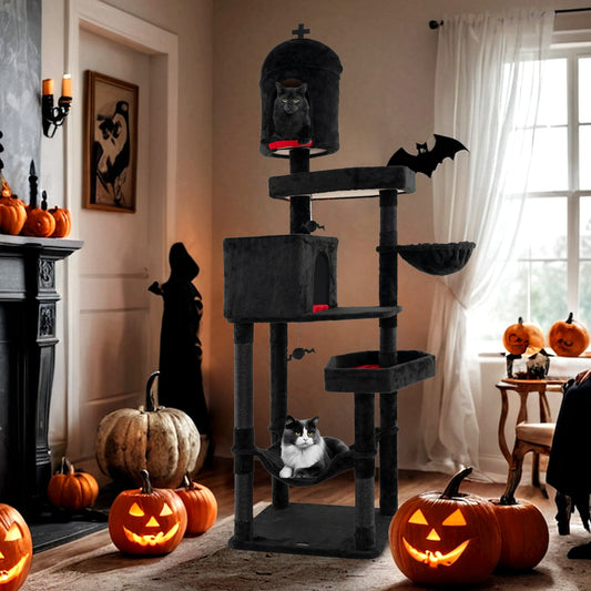 Gothic Cat Tree With 2 Condos, Coffin Bed, Black Cat Trees Condos & Scratchers Black at Gallery Canada