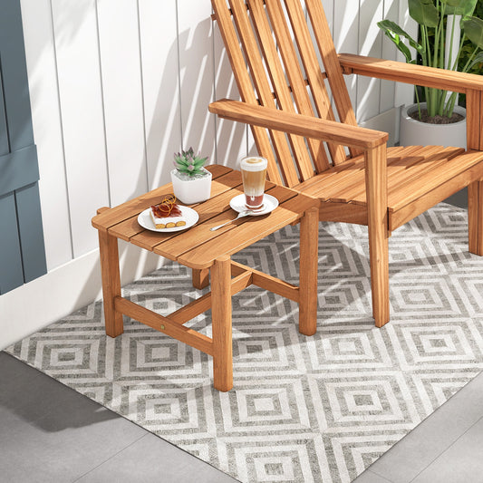 Teak Wood Side Table, Slatted Tabletop, Natural Patio Coffee Tables Natural at Gallery Canada