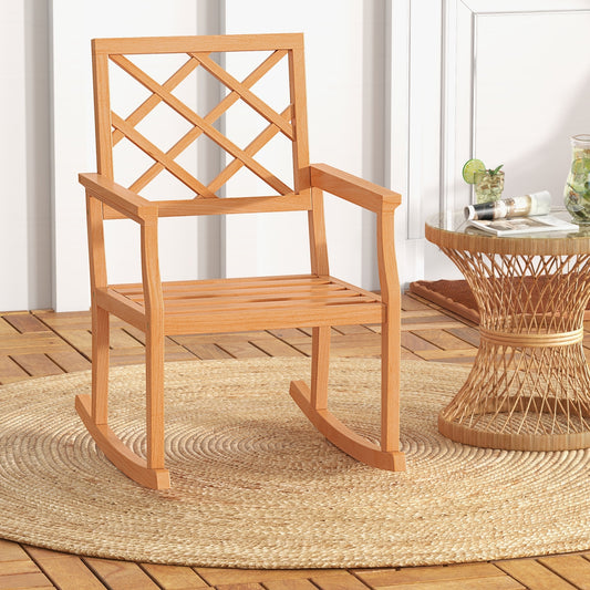 Teak Wood Rocking Chair, Oversized Porch Rocker, Brown Patio Rocking Chairs & Gliders Brown at Gallery Canada