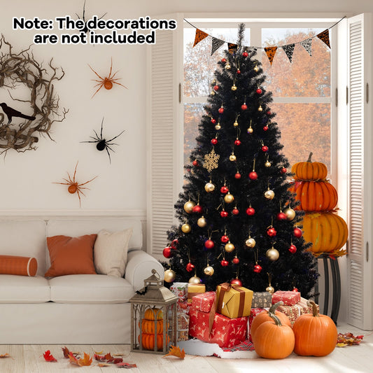 6/7/8 Ft Artificial Christmas Tree, 6 Lighting Modes, Spooky Sounds, 7 ft, Black Christmas Tree Black at Gallery Canada