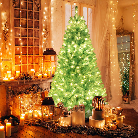 6/7 Ft Artificial Christmas Tree, 280/380 Warm White LED Lights, Foldable Metal Stand, Blue Christmas Tree Blue at Gallery Canada