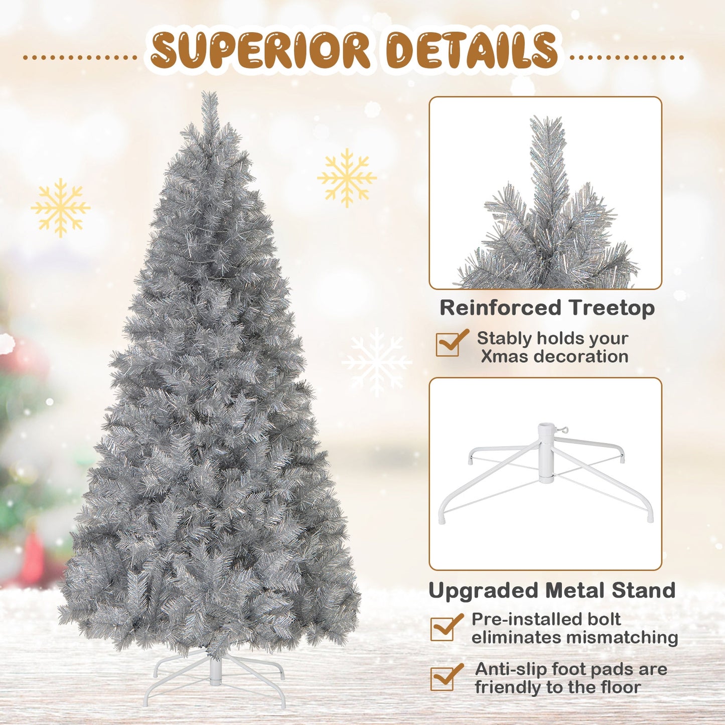 Artificial Christmas Tree With LED Lights, 7FT, Silver Christmas Tree at Gallery Canada