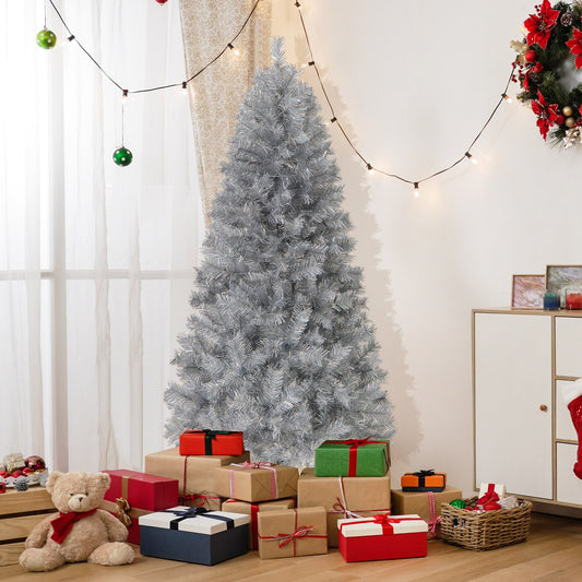 Artificial Xmas Tree with Branch Tips and Warm White LED Lights-6FT, Silver Christmas Tree 6 Feet at Gallery Canada