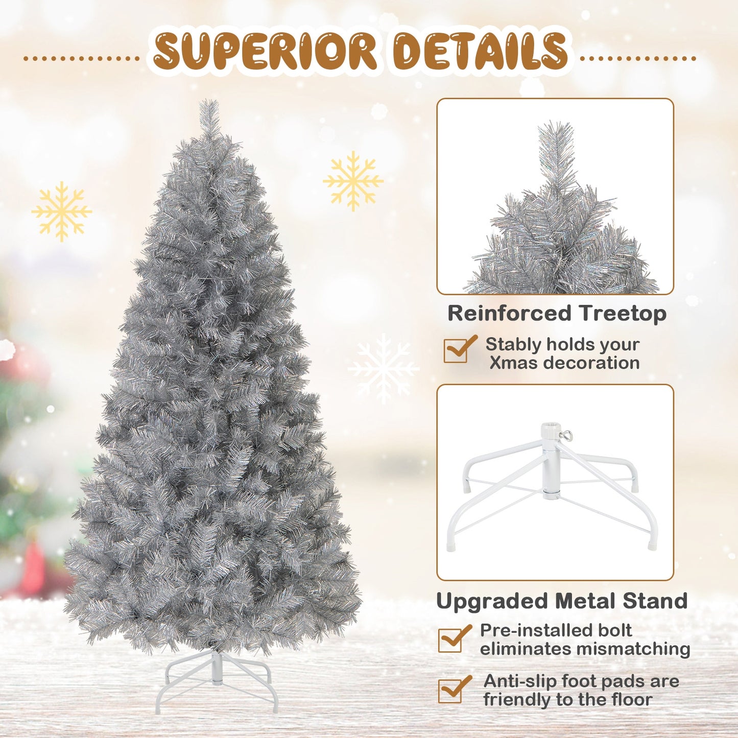 Artificial Christmas Tree With LED Lights, 6FT, Silver Christmas Tree at Gallery Canada