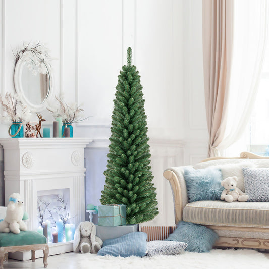 5 Feet Pencil Christmas Tree, Memory Wire Branch Tips, Metal Stand, Green Christmas Tree Green at Gallery Canada