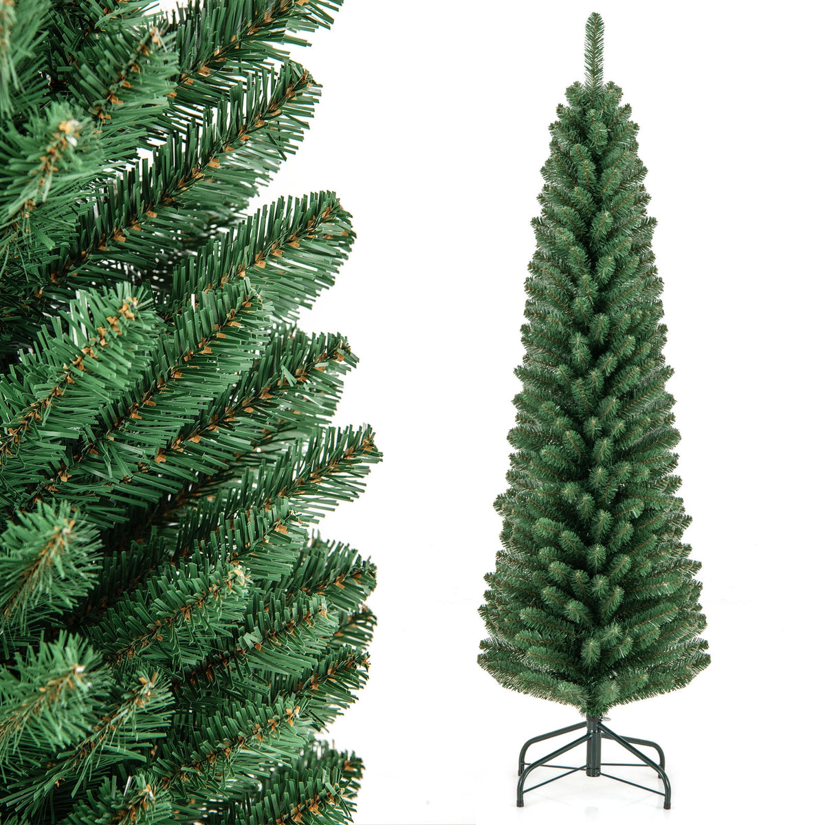 5 Feet Pencil Christmas Tree, Memory Wire Branch Tips, Metal Stand, Green Christmas Tree at Gallery Canada