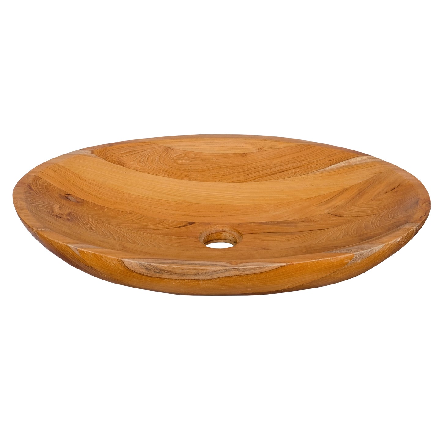 23.5 Inch x 16 Inch Teak Wood Washbasin, With Drainage Hole, Natural Bathroom Sinks at Gallery Canada