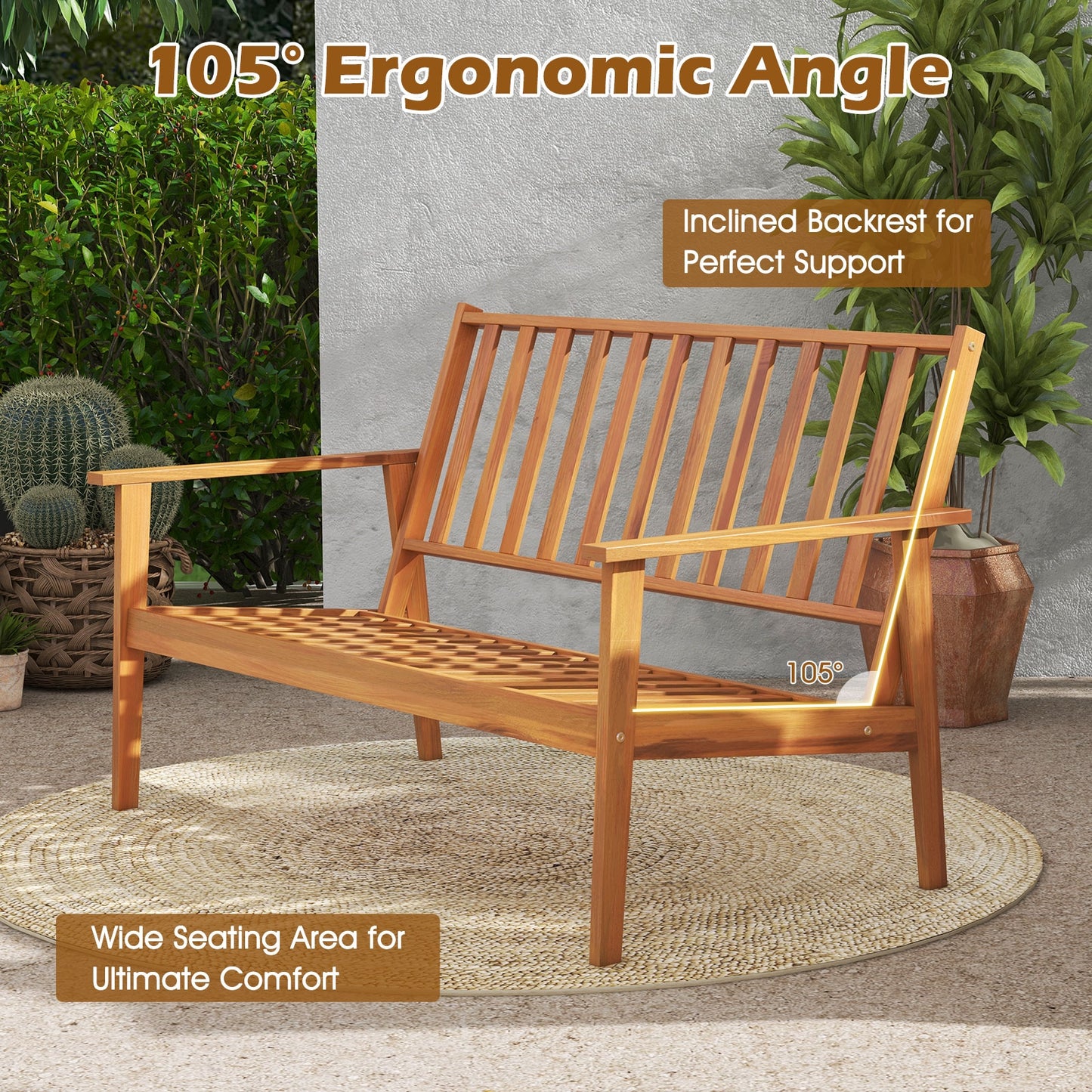 4 Piece Acacia Wood Conversation Set With Cushions, Coffee Table, White Patio Conversation Sets at Gallery Canada
