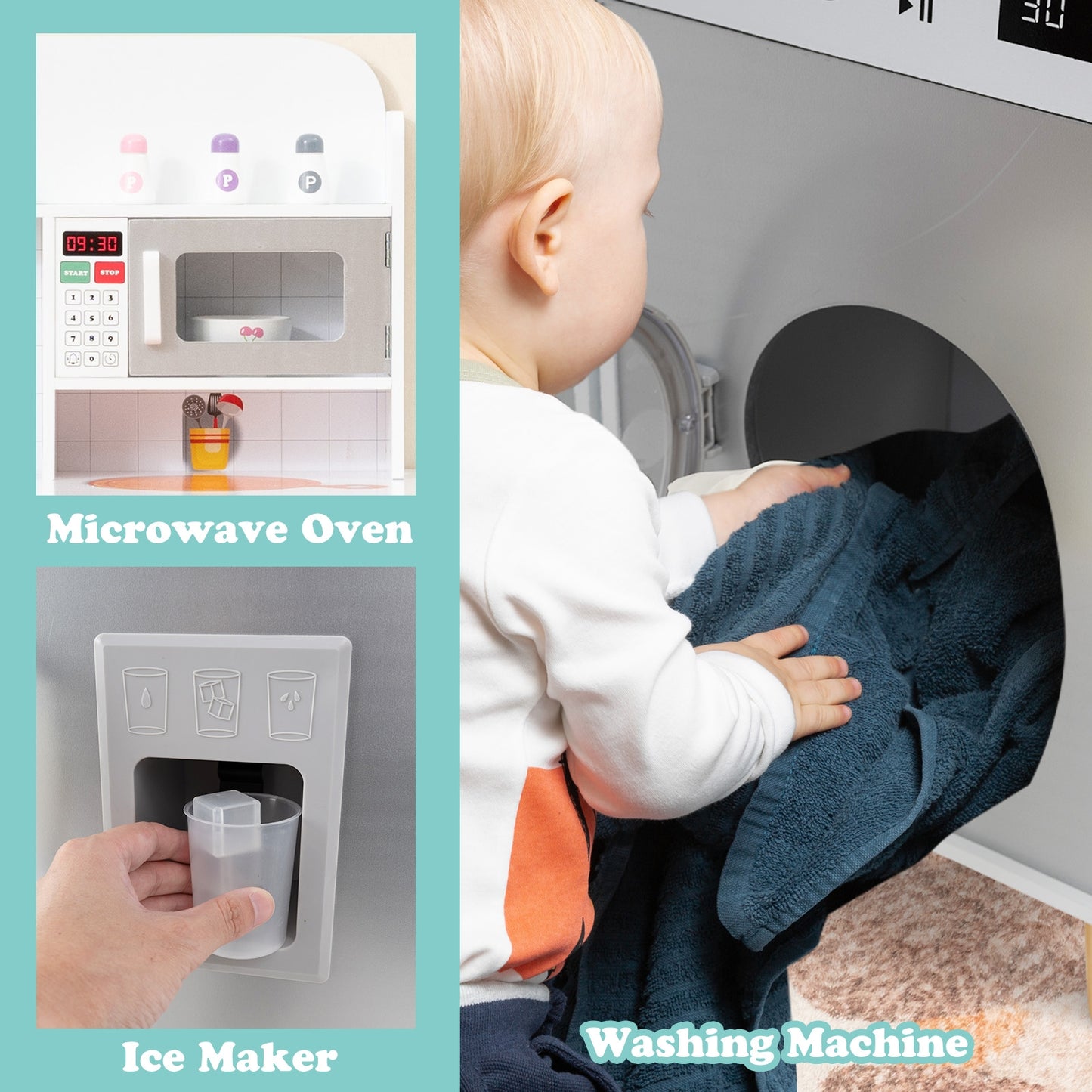 Kids Kitchen Playset With Refrigerator And Washing Machine, Gray Play Kitchen Sets at Gallery Canada