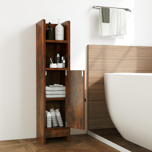 Slim Corner Bathroom Cabinet With Door, Adjustable Shelf, Coffee Floor Cabinets Coffee at Gallery Canada