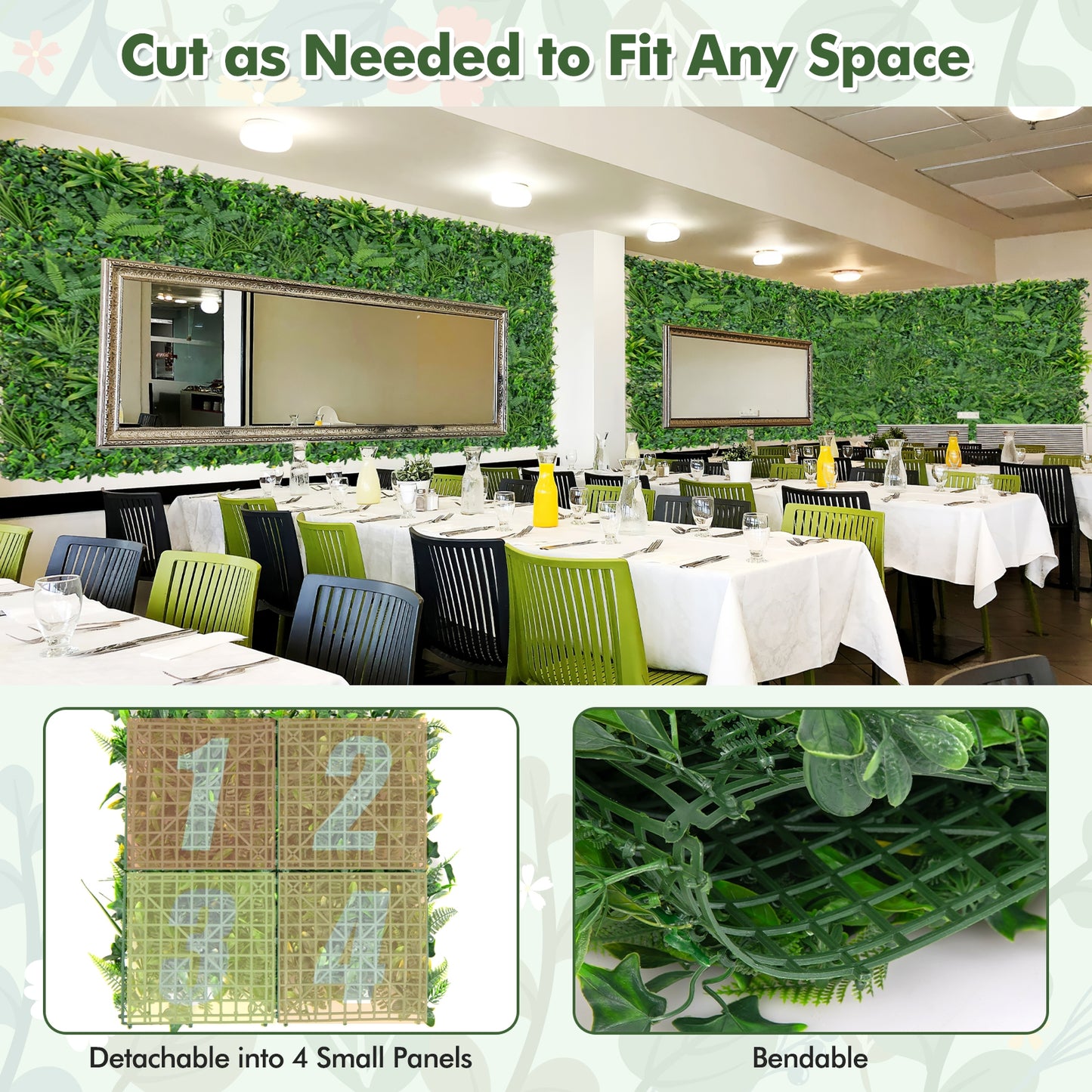 4 Pieces 20 x 20 Inch Artificial Hedge Boxwood Panels with Diverse Leaves, Green Decorative Fencing & Flooring at Gallery Canada