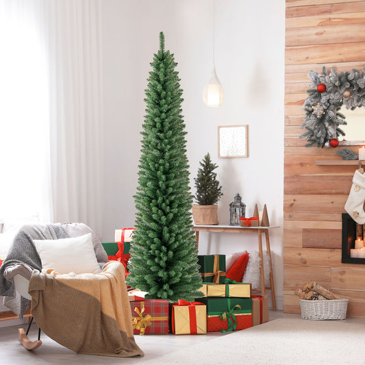7FT Pencil Christmas Tree, Memory Wire Tips, Warm LED Lights, Green Christmas Tree Green at Gallery Canada
